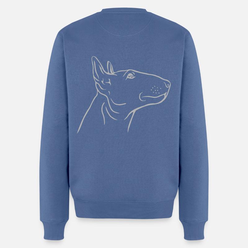 Bullterrier Kopf im Profil - Männer Premium Bio Pullover - Taubenblau