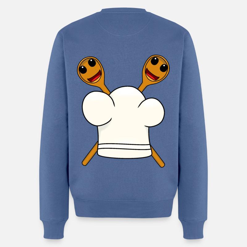 Koch Kochmütze Kochlöffel - Männer Premium Bio Pullover - Taubenblau