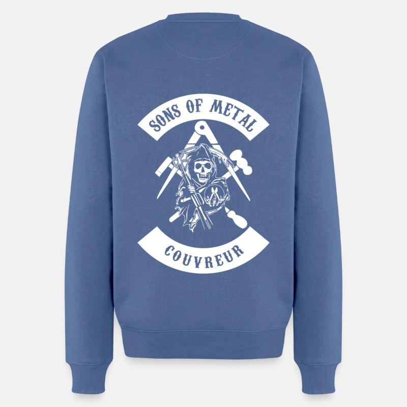 Dachdecker Zinkarbeiter trendige Arbeitskleidung - Männer Premium Bio Pullover - Taubenblau