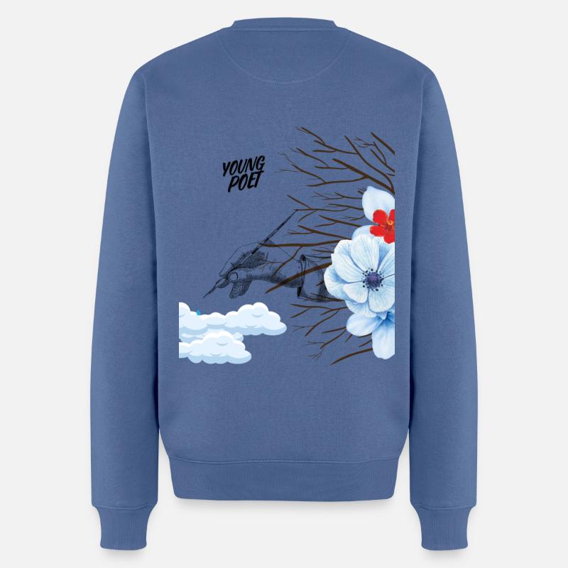 YOUNG POET - Männer Premium Bio Pullover - Taubenblau