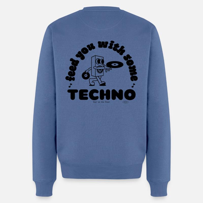 Feed You With Some TECHNO - four on the floor - Männer Premium Bio Pullover - Taubenblau