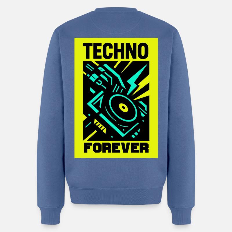 Techno Forever - Männer Premium Bio Pullover - Taubenblau