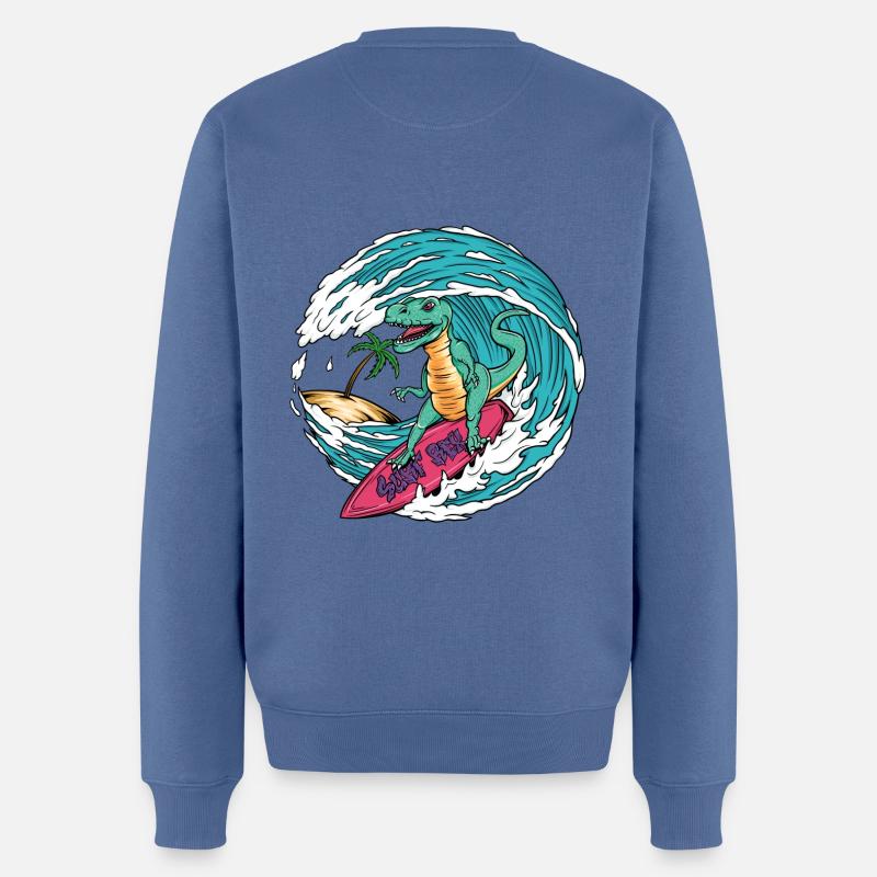 Surf T-Rex - Pull Premium bio Homme - bleu pigeon