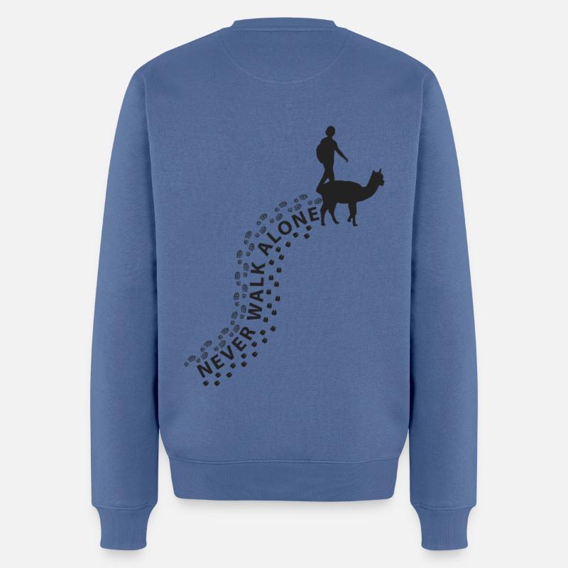 Alpaka Wanderung Never walk alone - Männer Premium Bio Pullover - Taubenblau