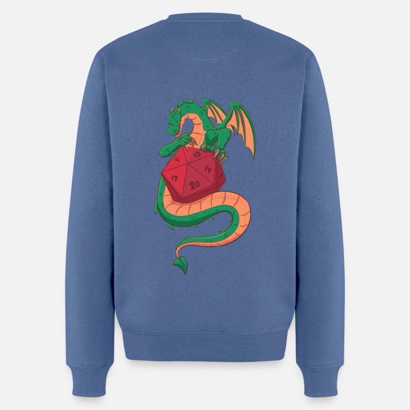 Dragon & D20 (Rollenspiele) - Männer Premium Bio Pullover - Taubenblau