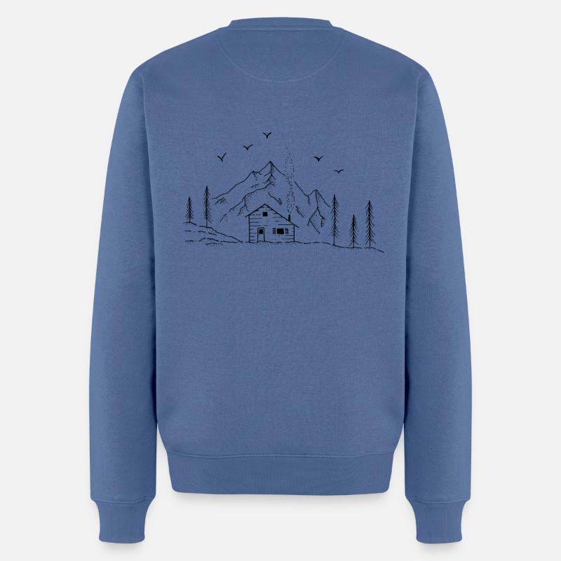 Berghütte - Männer Premium Bio Pullover - Taubenblau