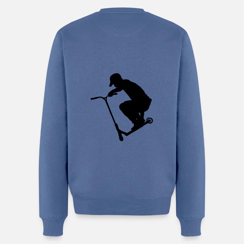 Freestyle-Roller: Deck Grab - Männer Premium Bio Pullover - Taubenblau