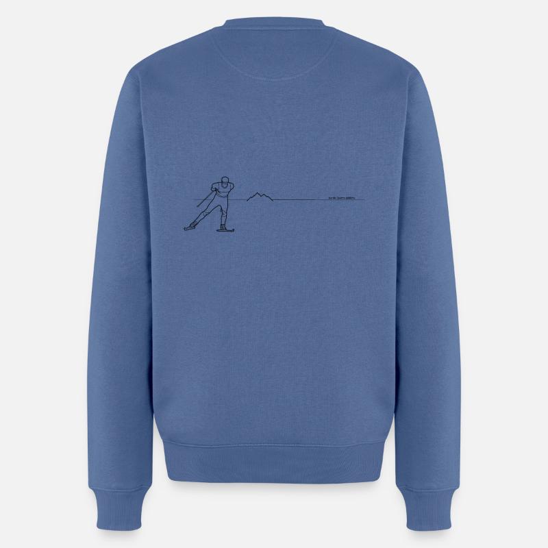 XC Skiing 01 - Line - black - Männer Premium Bio Pullover - Taubenblau