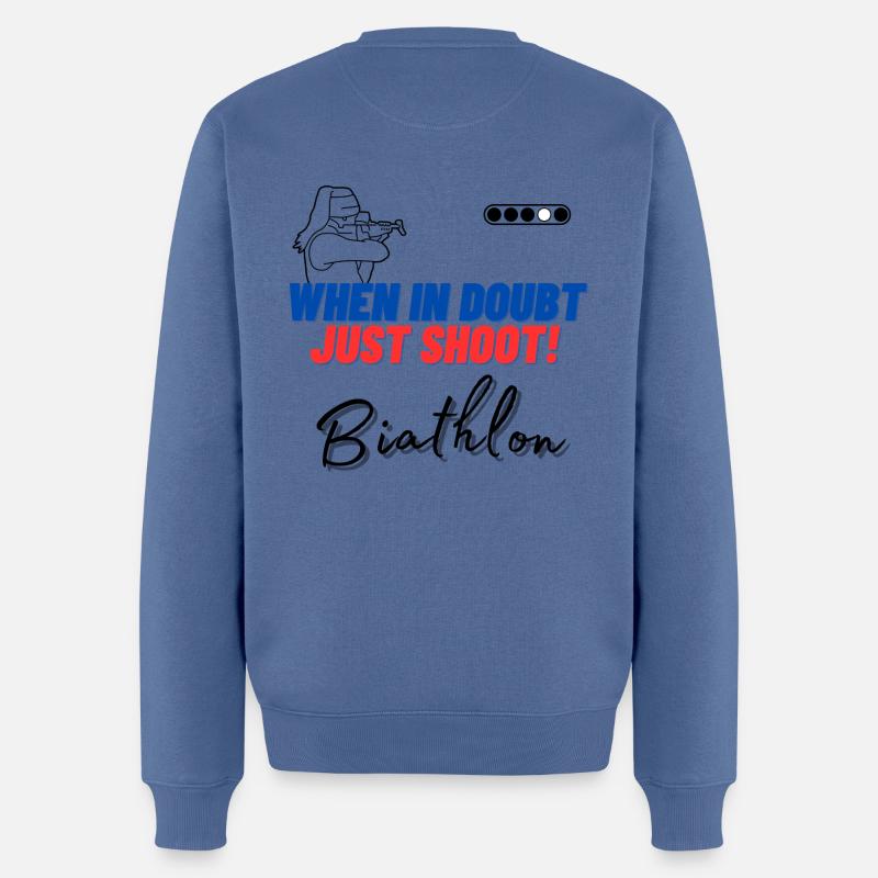 When in doubt just shoot! - Männer Premium Bio Pullover - Taubenblau