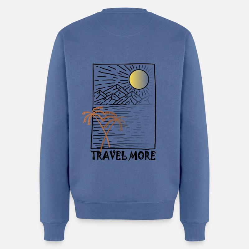Travel More - Männer Premium Bio Pullover - Taubenblau