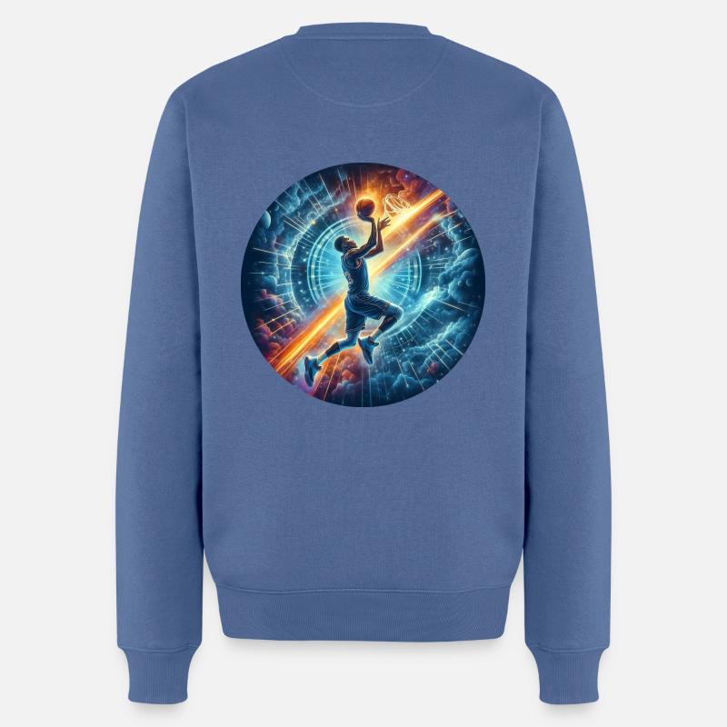 Basketball-Cosmic Slam Dunk - Männer Premium Bio Pullover - Taubenblau