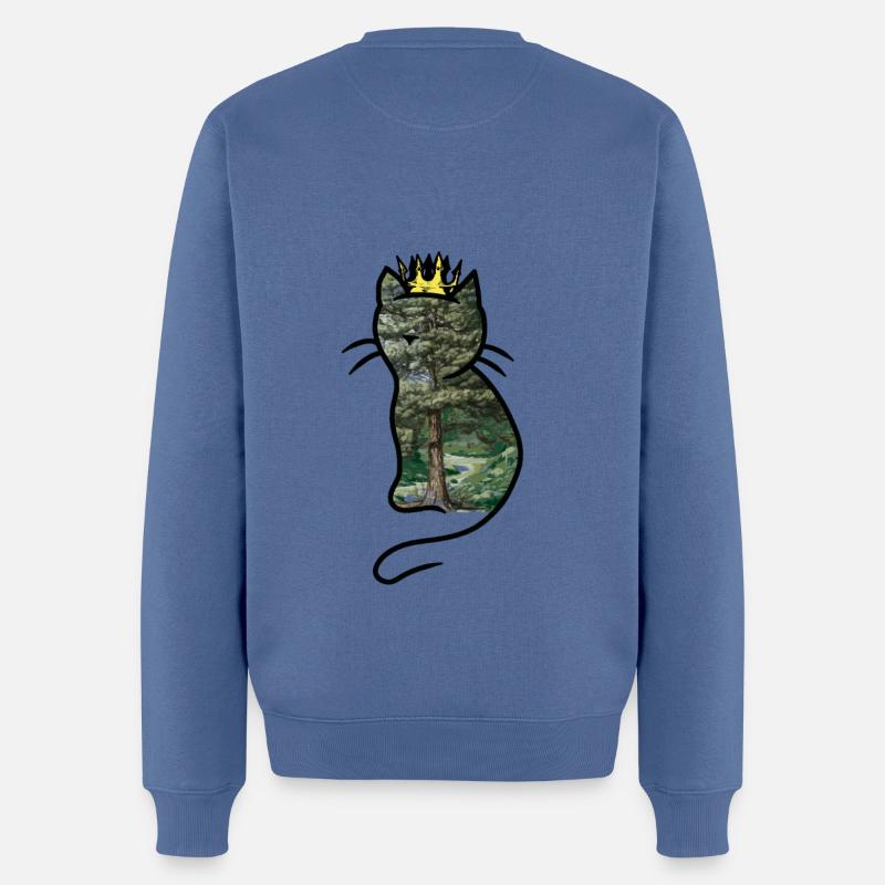 Katze Wald Königin Fantasy Katzen Märchenfigur - Männer Premium Bio Pullover - Taubenblau