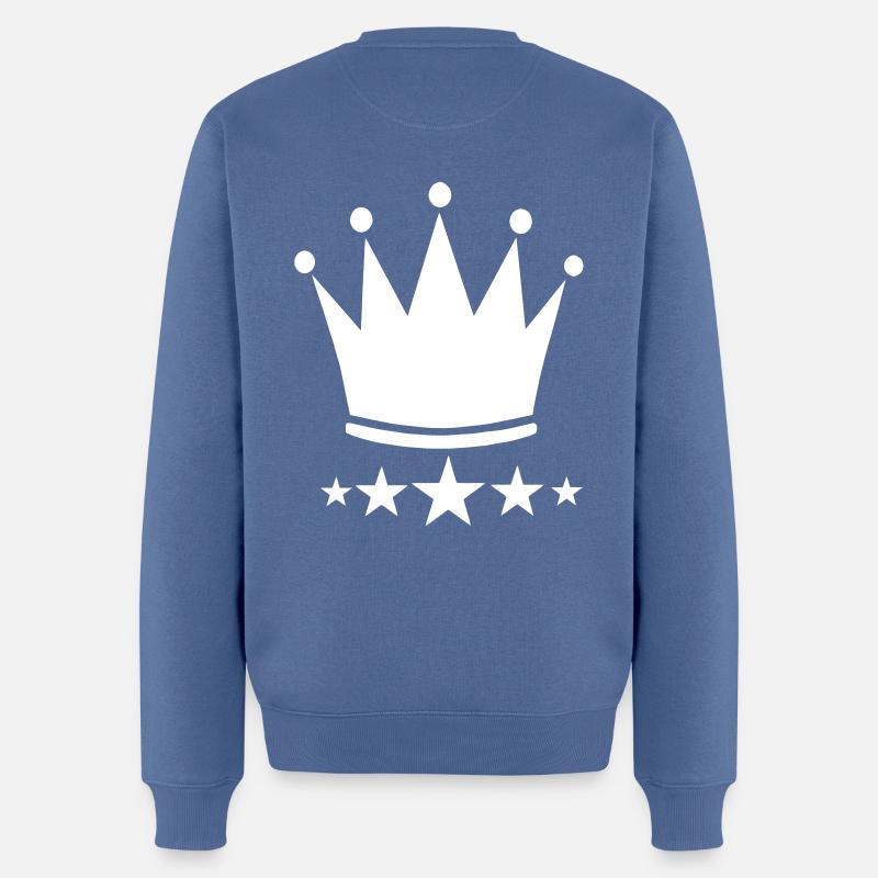 Crown ***** 5 stars - Männer Premium Bio Pullover - Taubenblau
