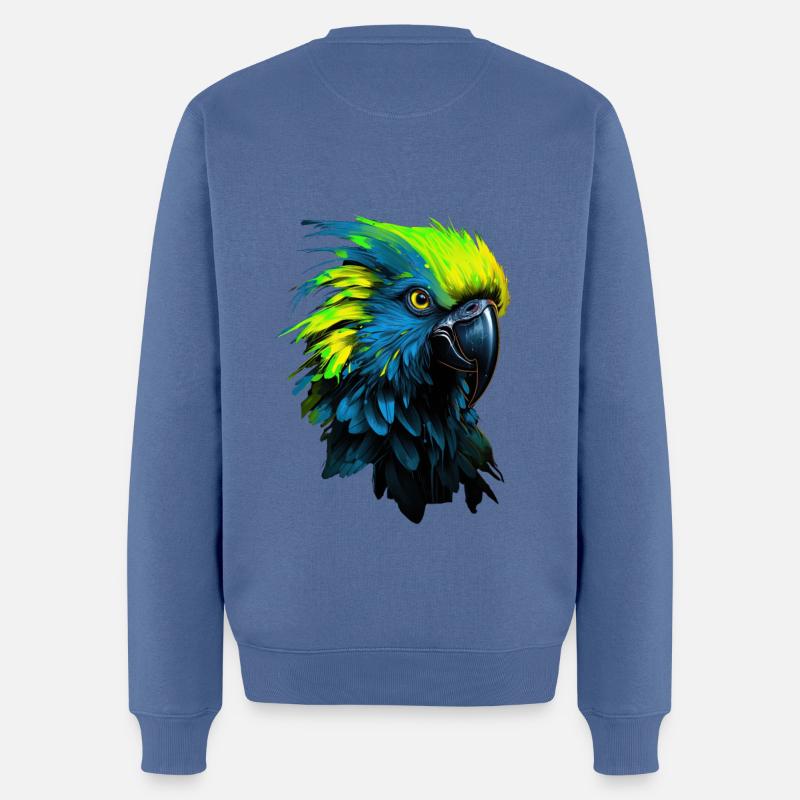 Paradiesischer Papagei 🏝️ - Männer Premium Bio Pullover - Taubenblau