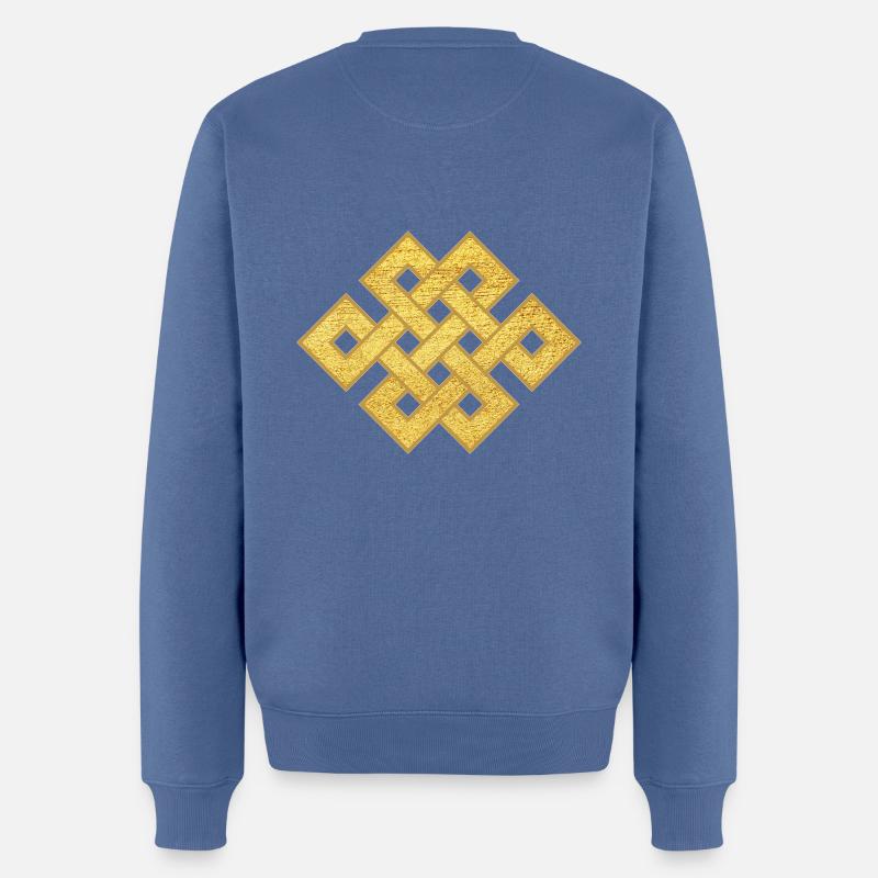 Endeløs knude Symbol Forbindelse Buddhistisk Beskyttelse - Økologisk premium-sweatshirt til mænd - dueblå