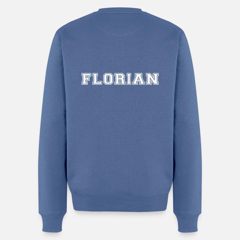 florian - Männer Premium Bio Pullover - Taubenblau