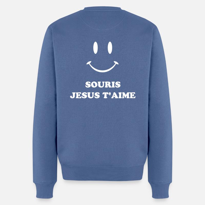 jesus liebe dich - Männer Premium Bio Pullover - Taubenblau