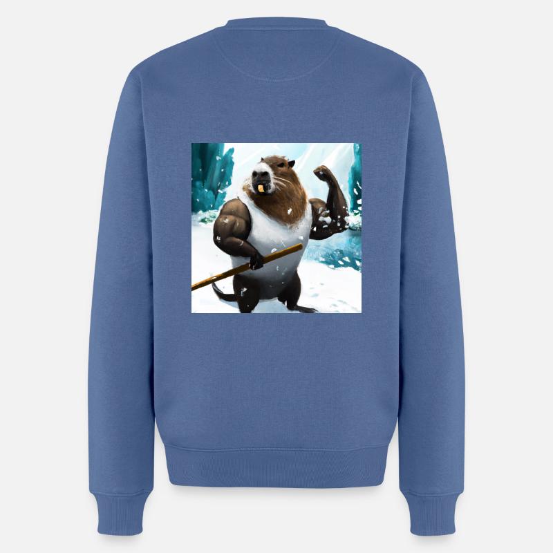 Capybara avec des muscles - Pull Premium bio Homme - bleu pigeon