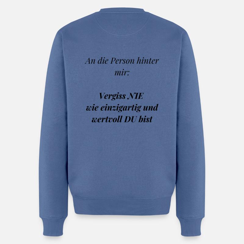 An die Person hinter mir... - Männer Premium Bio Pullover - Taubenblau