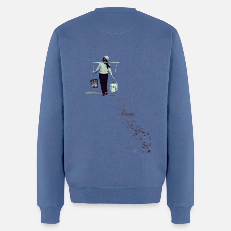 Wasserträgerin - Männer Premium Bio Pullover - Taubenblau