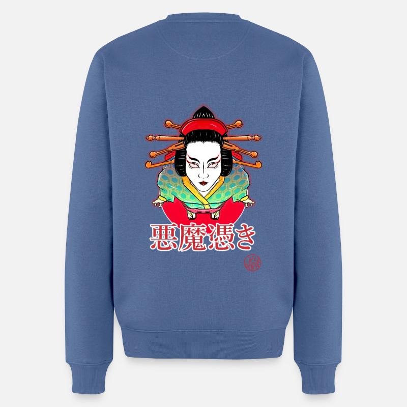 Akumatsuki choses étranges et geisha - Pull Premium bio Homme - bleu pigeon
