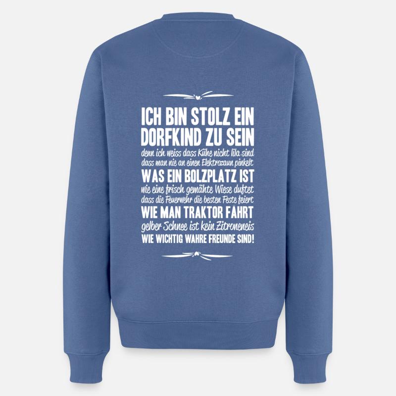 ICH BIN STOLZ... DORFKIND - Männer Premium Bio Pullover - Taubenblau