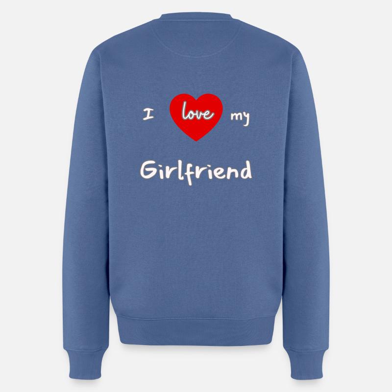 i love my girlfriend - Männer Premium Bio Pullover - Taubenblau