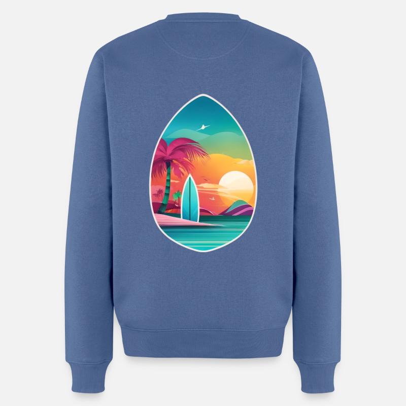 Coucher de soleil - Pull Premium bio Homme - bleu pigeon