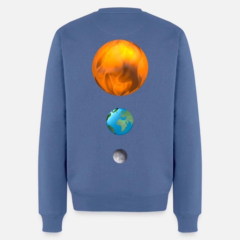 Boule De Feu, Terre, Lune, Soleil - Pull Premium bio Homme - bleu pigeon