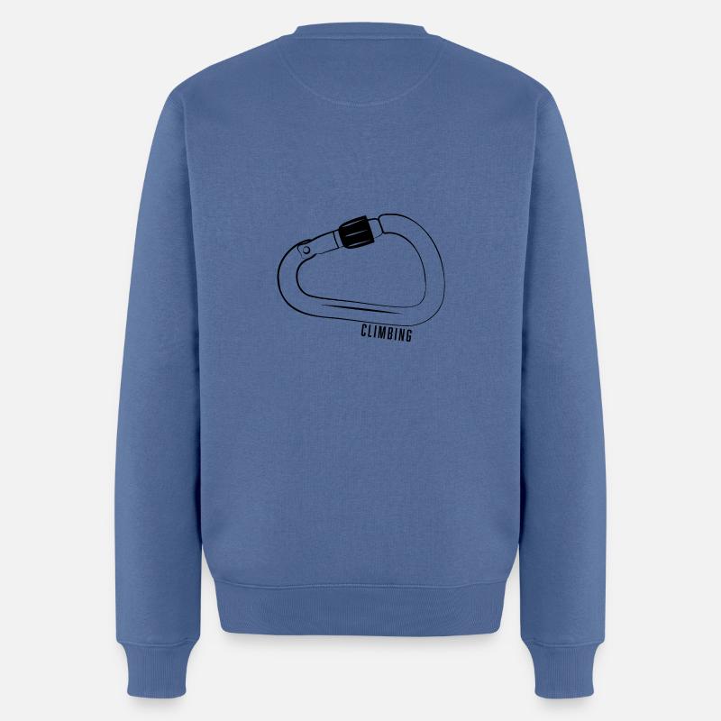 SCHWARZER KLETTERKARABINER - Männer Premium Bio Pullover - Taubenblau