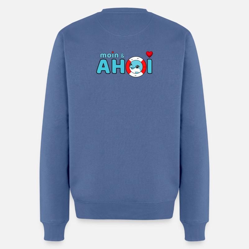 Moin et Ahoy - Pull Premium bio Homme - bleu pigeon