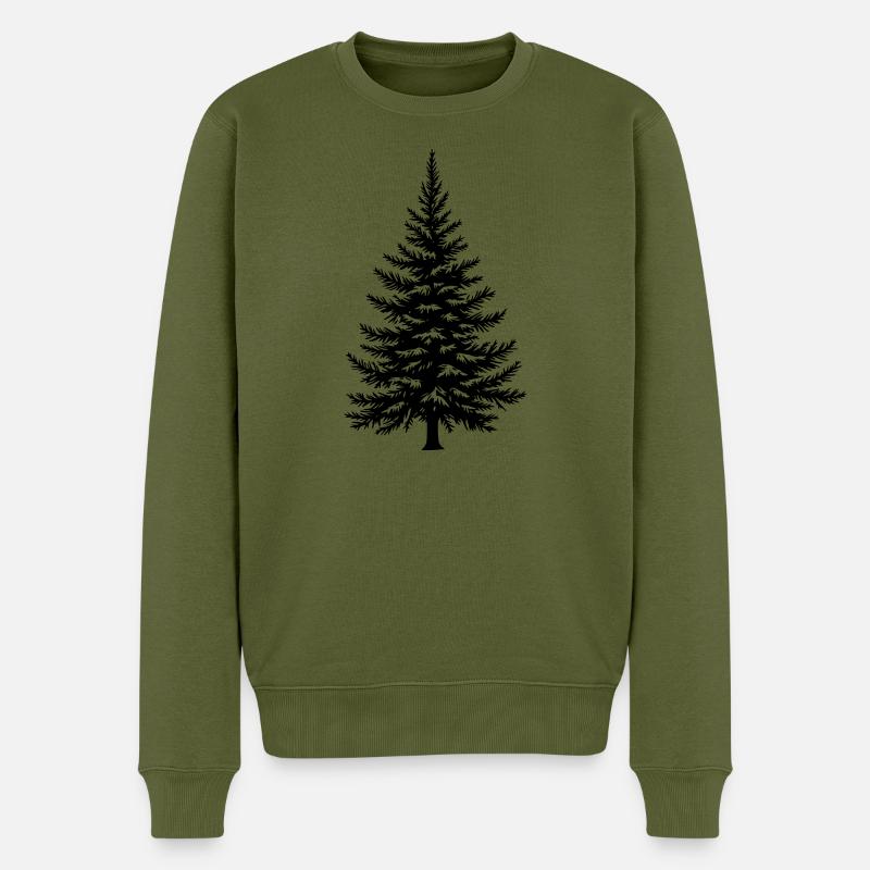 Baum Fichte Tanne Nadelbaum Vektor - Männer Premium Bio Pullover - Khaki