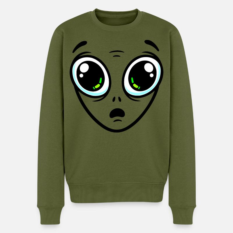 Großäugiger Außerirdischer - Männer Premium Bio Pullover - Khaki