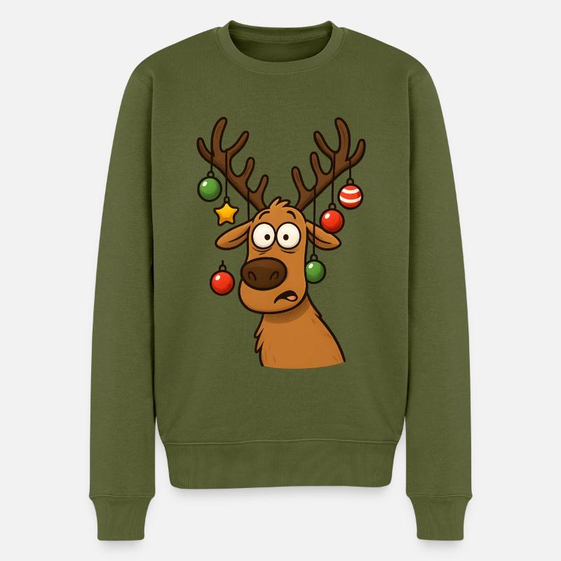 Cerf Rudolph Joyeux Noël doux - Pull Premium bio Homme - kaki
