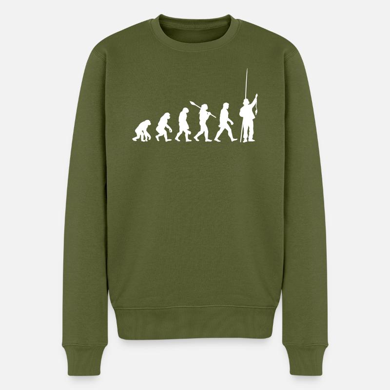 Evolution Angeln Angler Angelrute Fisch Fun lustig - Männer Premium Bio Pullover - Khaki