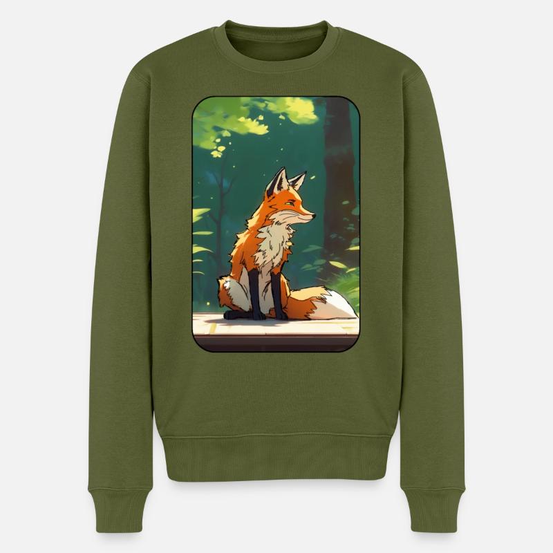 Fuchs im Wald - Männer Premium Bio Pullover - Khaki