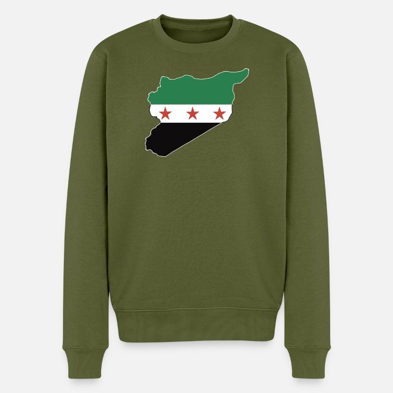 Drapeau et carte de la Syrie علم وخريطة سورية - Pull Premium bio Homme - kaki