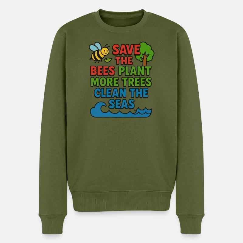 Illustration zur Umweltschutzerhaltung - Männer Premium Bio Pullover - Khaki