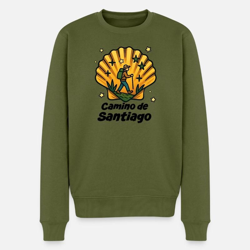 Wanderer Jakobsweg - Männer Premium Bio Pullover - Khaki