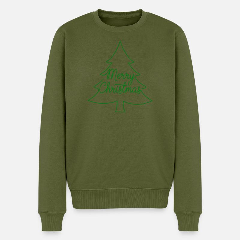 Merry Christmas Tannenbaum weihnachtlich - Männer Premium Bio Pullover - Khaki