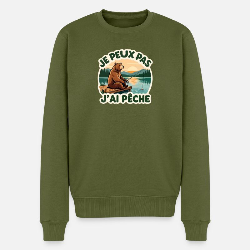 Je peux pas j'ai pêche - Pull Premium bio Homme - kaki