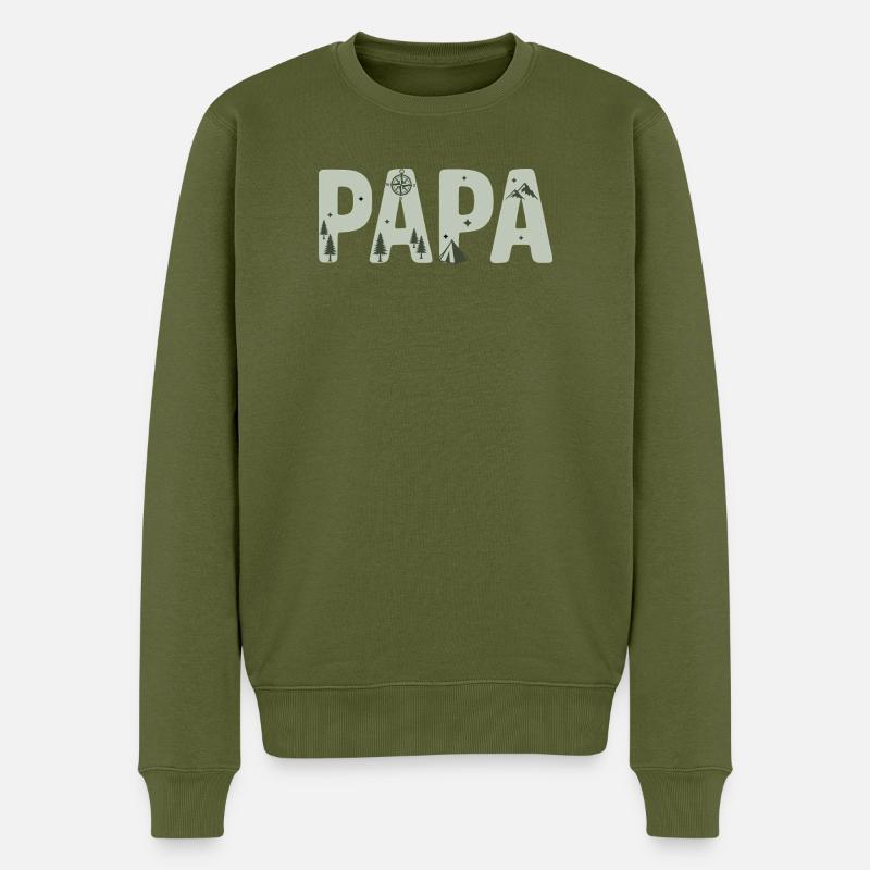 Papas Outdoor-Camping-Motiv - Männer Premium Bio Pullover - Khaki