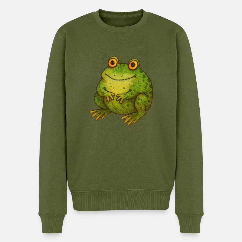 Mignon Vintage Crapaud Vert Rétro Nature Art - Pull Premium bio Homme - kaki