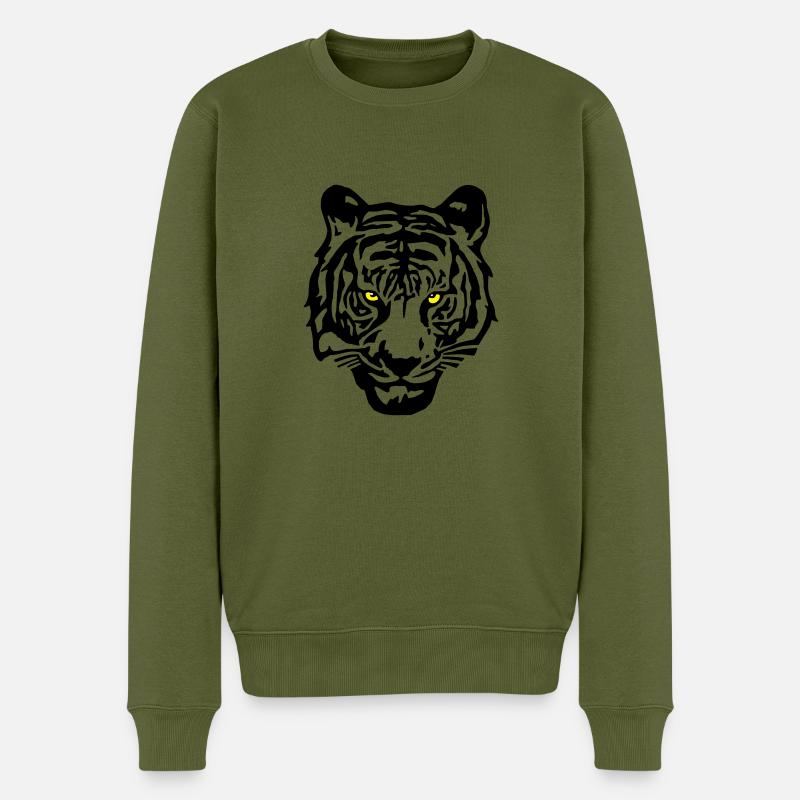 tiger_3c - Männer Premium Bio Pullover - Khaki