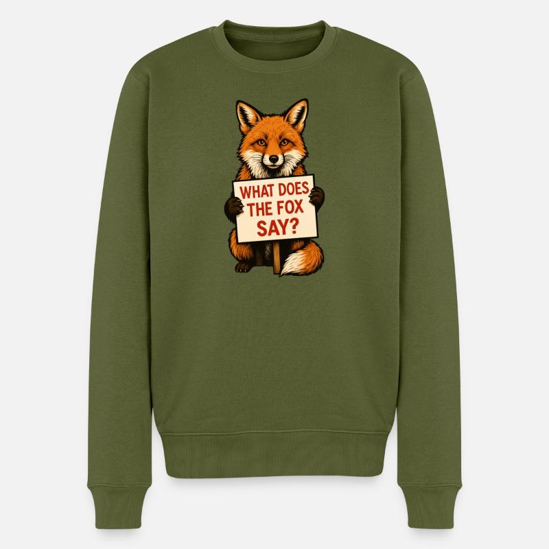 Renard | Que dit le renard ? - Pull Premium bio Homme - kaki
