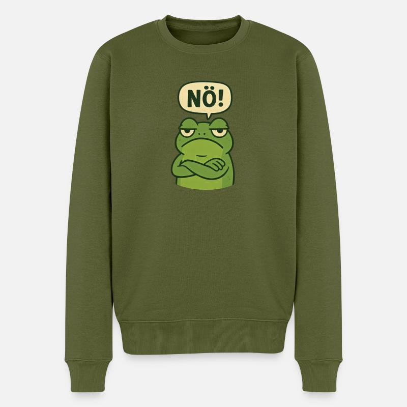 Nö Frosch Statement - Männer Premium Bio Pullover - Khaki