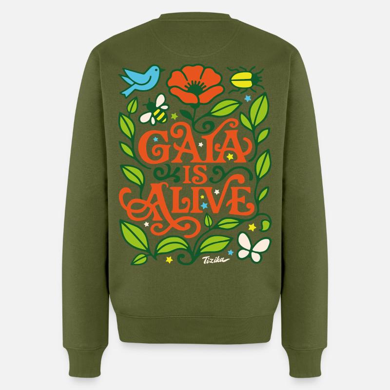 Gaia lebt - Männer Premium Bio Pullover - Khaki