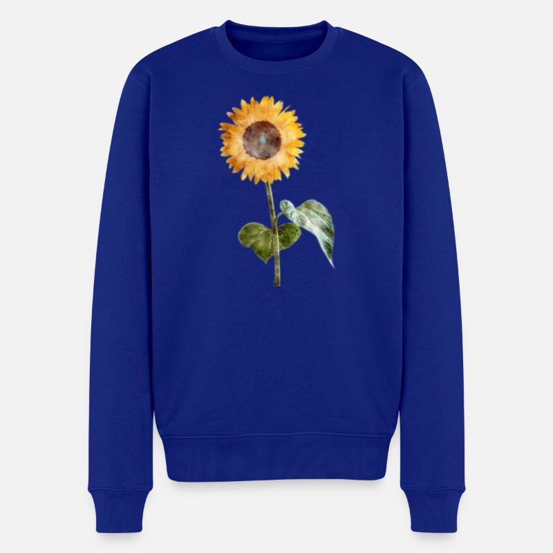 Sonnenblume - Aquarell - Männer Premium Bio Pullover - Royalblau