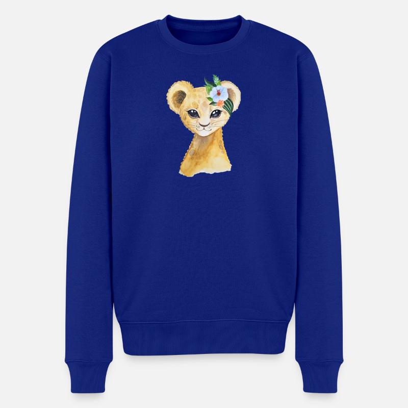 Löwe Baby - Männer Premium Bio Pullover - Royalblau