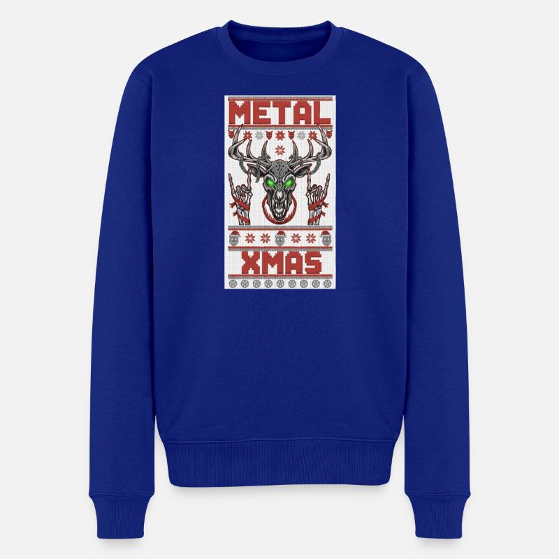 Metallischer Xmas-Hirschkopf - Männer Premium Bio Pullover - Royalblau